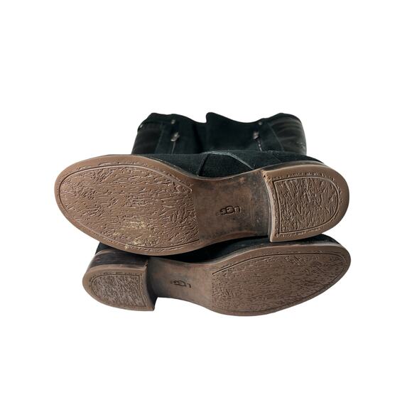 UGG Cyndee Riding Boots Suede and Leather Black, Sherpa Lined, Size 7 - Picture 10 of 10